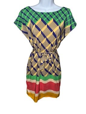 Women’s MNG Collection Colorblock Geometric Tie-Waist Dress - 6